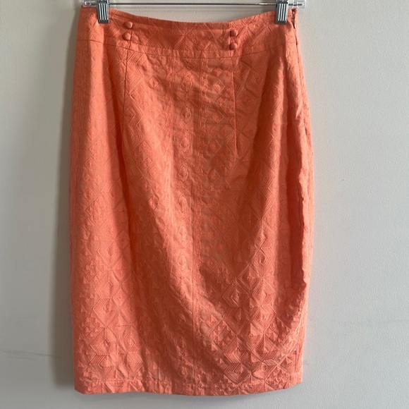 Anthropologie Rare Peach "Discreet Designs Pencil Skirt" by The Addison - Picture 1 of 9